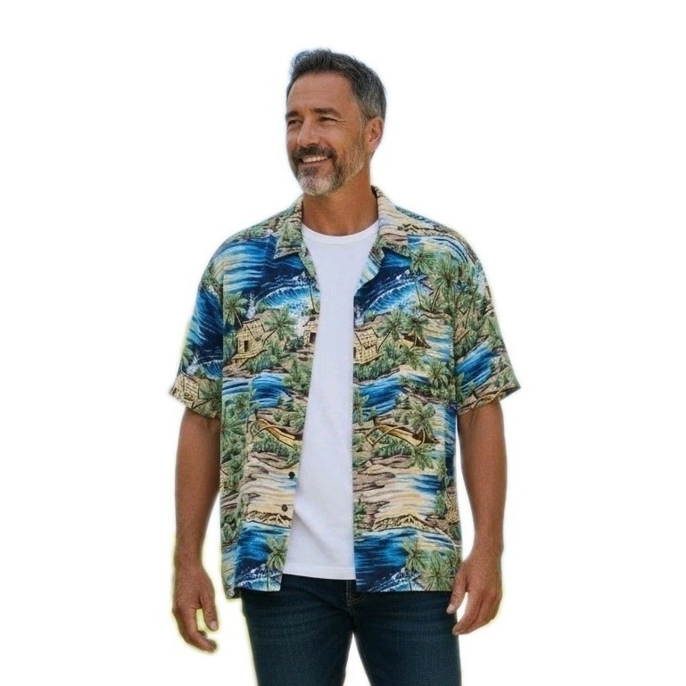 VTG Pineapple Connection Hawaiian Shirt Aloha Beach Tropical Vacation Wear SZ XL